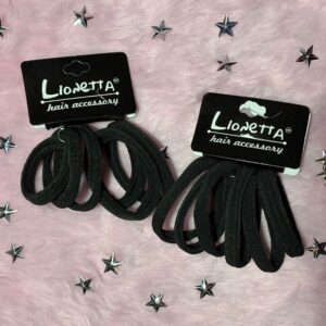 Ligas para el cabello color negro (Lionetta) paquete con 6 piezas